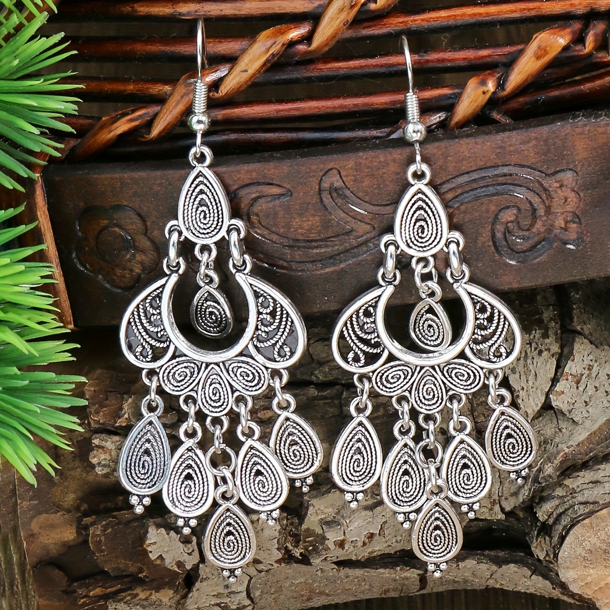 Retro Ethnic Women's Earrings w/ Tassel Pendants